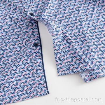 Nouvelle chemise en coton imprimé à manches courtes pour hommes